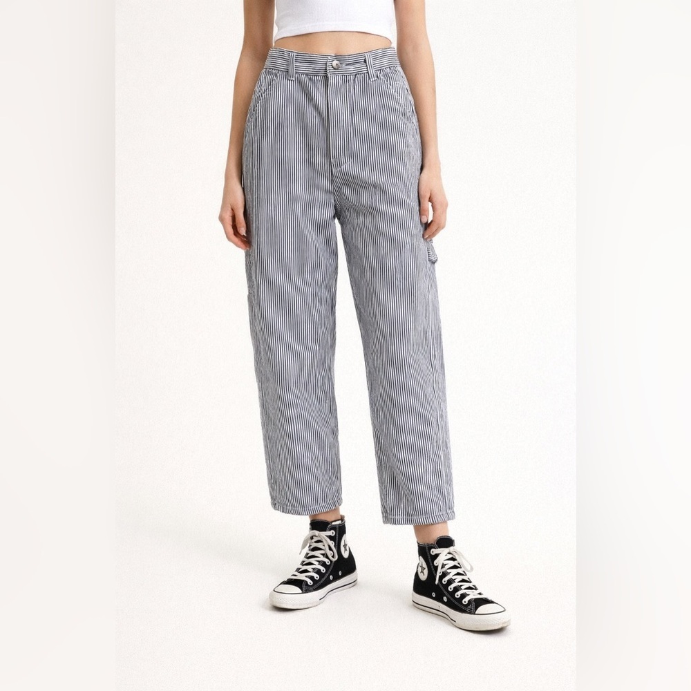 NWT Katie J NYC Astor Striped Carpenter Pants Youth 16 Black White Grunge Edgy